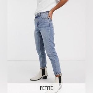 Topshop Petite mom jeans in bleach wash